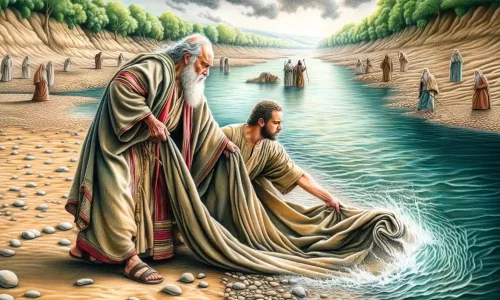 Parting of the Jordan River: Using his cloak, Elijah parts the waters, allowing himself and Elisha to cross on dry ground (2 Kings 2:8).